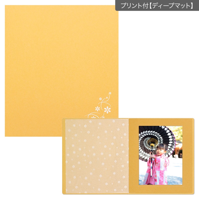 紙台紙 六切立 彩/いちょう(プリント付【ディープマット（光沢なし）】)