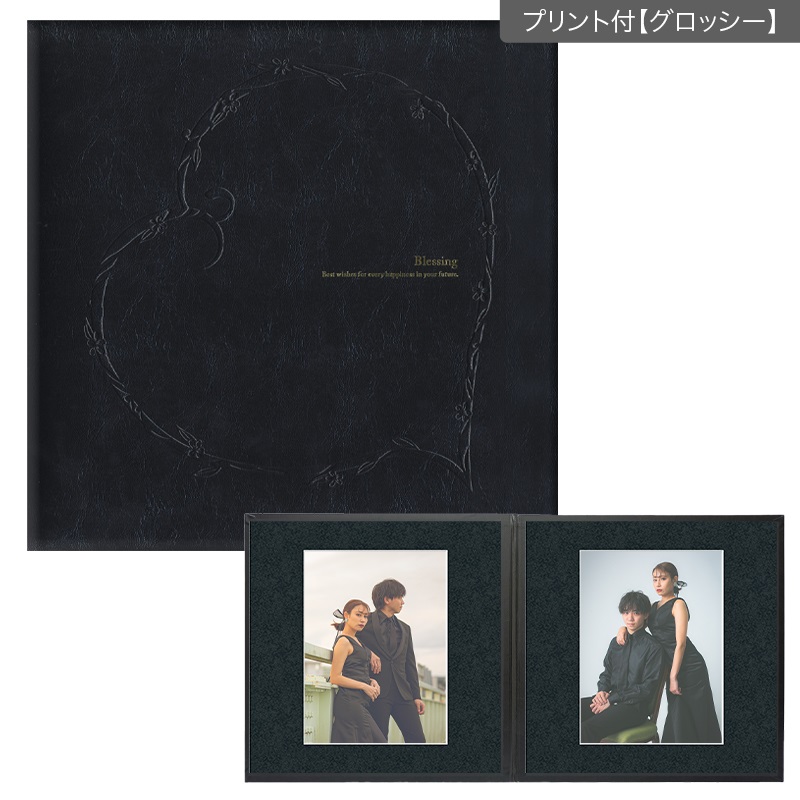 ブレッシング黒　２面（角×角）(プリント付【グロッシー（光沢あり）】)