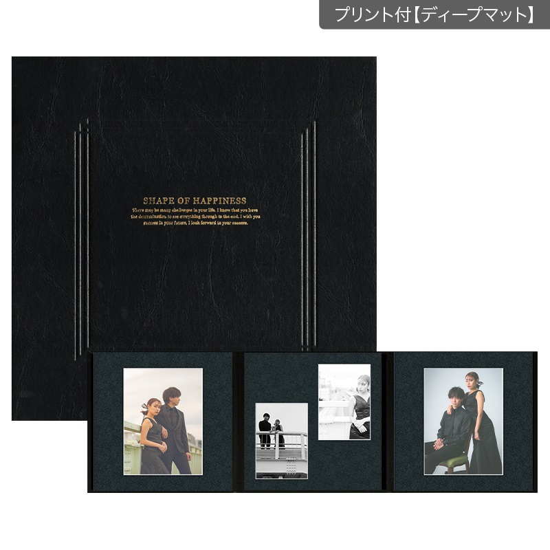 SHブラック 六切 3面（角×2L2×角）(プリント付【ディープマット（光沢なし）】)
