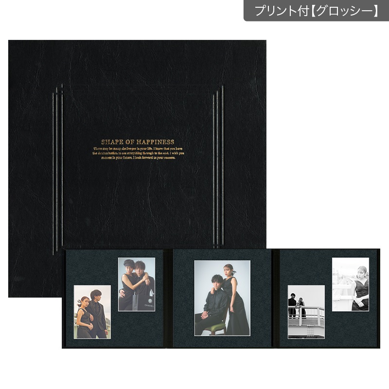 SHブラック 六切 3面（2L2×角×2L2）(プリント付【グロッシー（光沢あり）】)