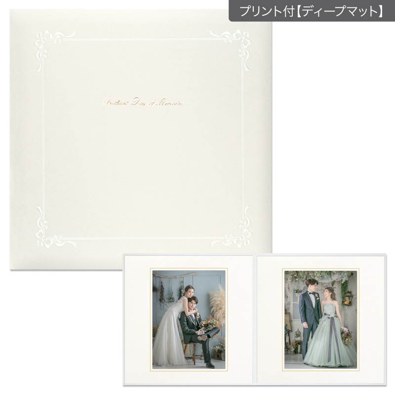 【ギフト】BM台紙　ホワイト 六切 2面（角×角）(プリント付【ディープマット（光沢なし）】)