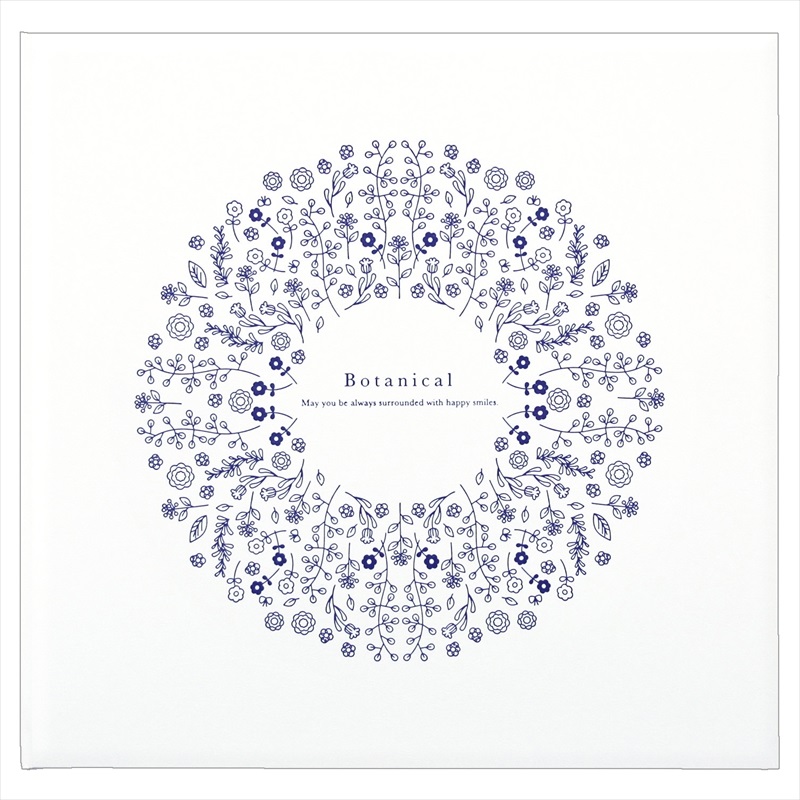 手紙中枠付　写真台紙【250SQ】(ボタニカル/ホワイト-3面(角＋2L2＋手紙中枠))