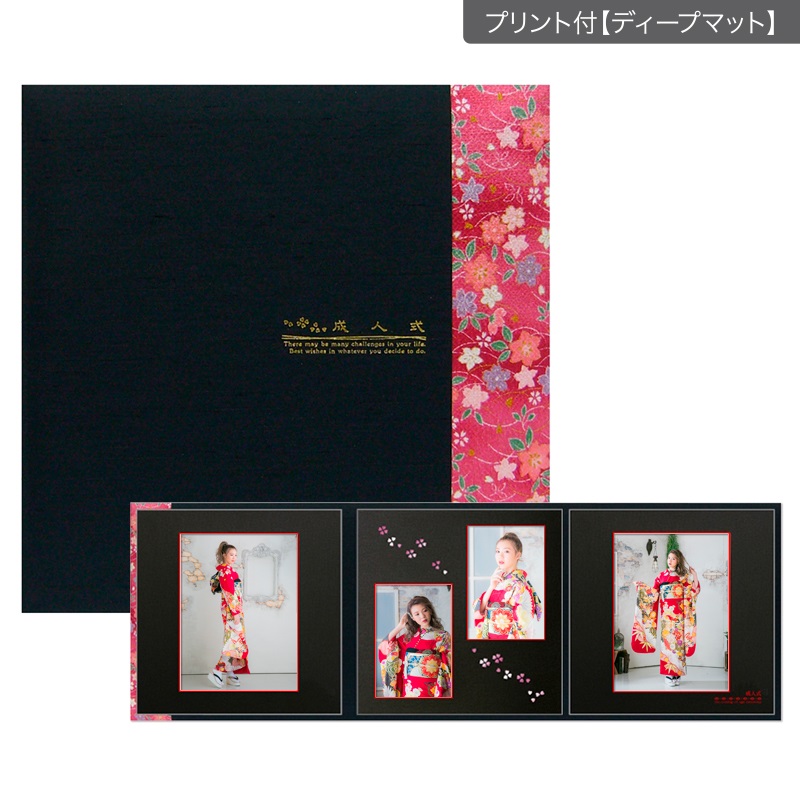 成人式セットＢ 六切 3面(プリント付【ディープマット（光沢なし）】)