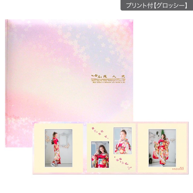 成人式セットＮ 六切 3面(プリント付【グロッシー（光沢あり）】)