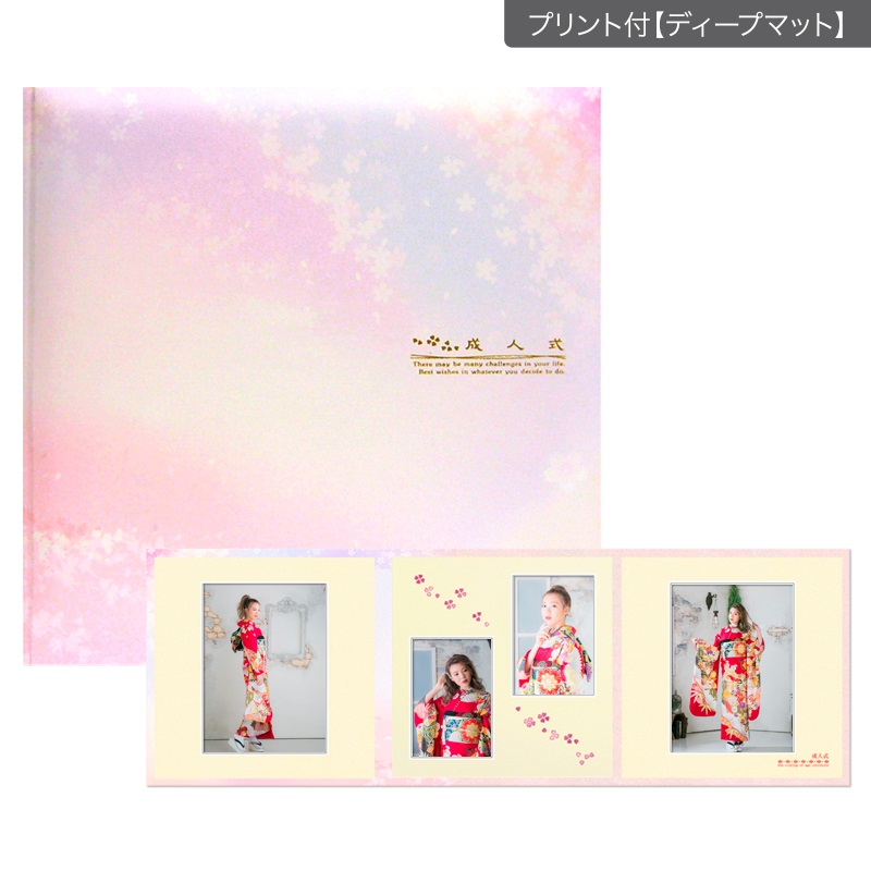 成人式セットＮ 六切 3面(プリント付【ディープマット（光沢なし）】)