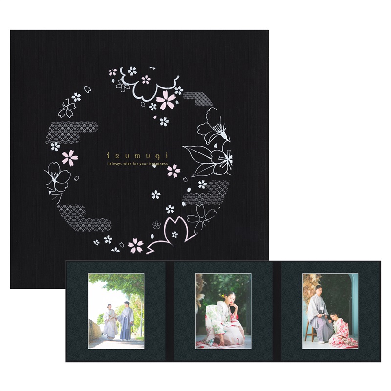 つむぎ　黒色 六切 3面（角×角×角）