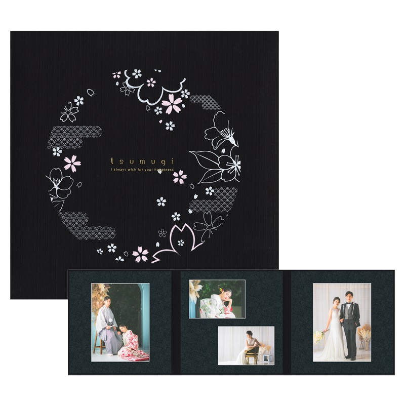 つむぎ　黒色 六切 3面（角×2L2×角）