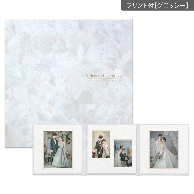 【ギフト】SHフラワー 六切 3面（角×2L2×角）(プリント付【グロッシー（光沢あり）】)