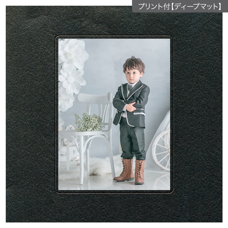 ヒンジ中枠【四切用】／六切角／黒（HGYB）(プリント付【ディープマット（光沢なし）】)