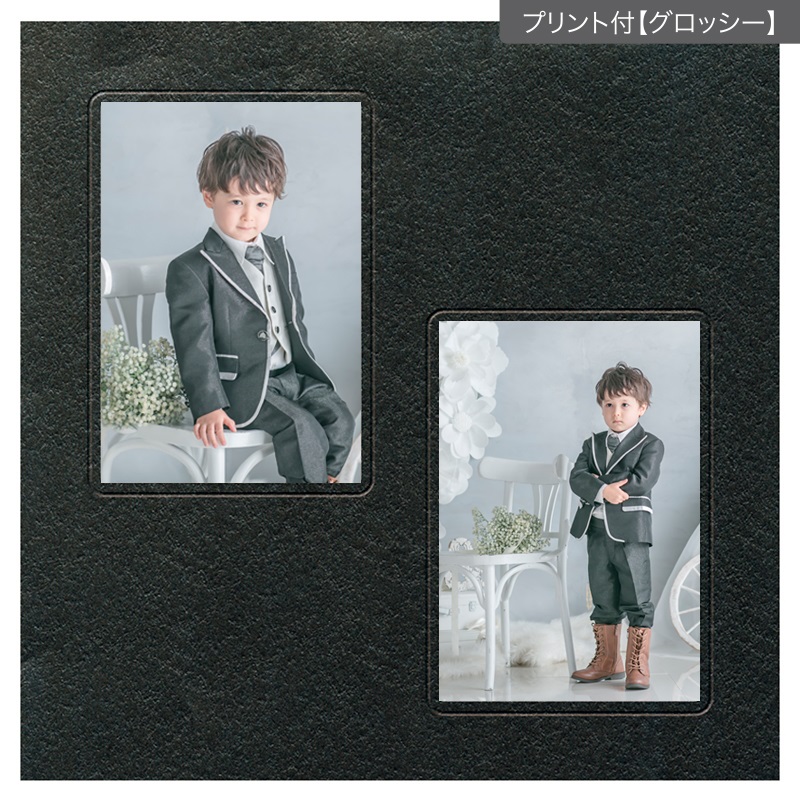 ヒンジ中枠【四切用】／2Ｌ／黒（HGYB）(プリント付【グロッシー（光沢あり）】)