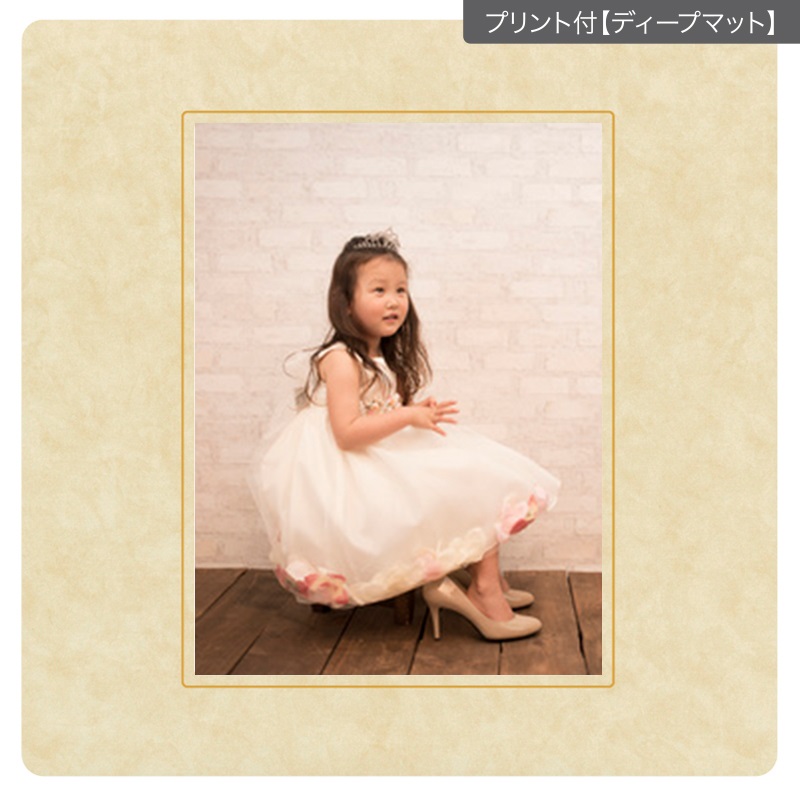 ヒンジ中枠【四切用】／六切角／ベージュ（TDNI）(プリント付【ディープマット（光沢なし）】)